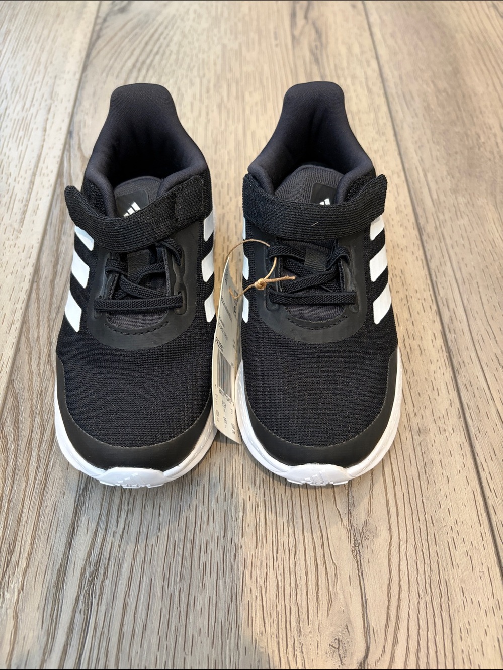 adidas Kids Black and White Hook-and-Loop Sneakers